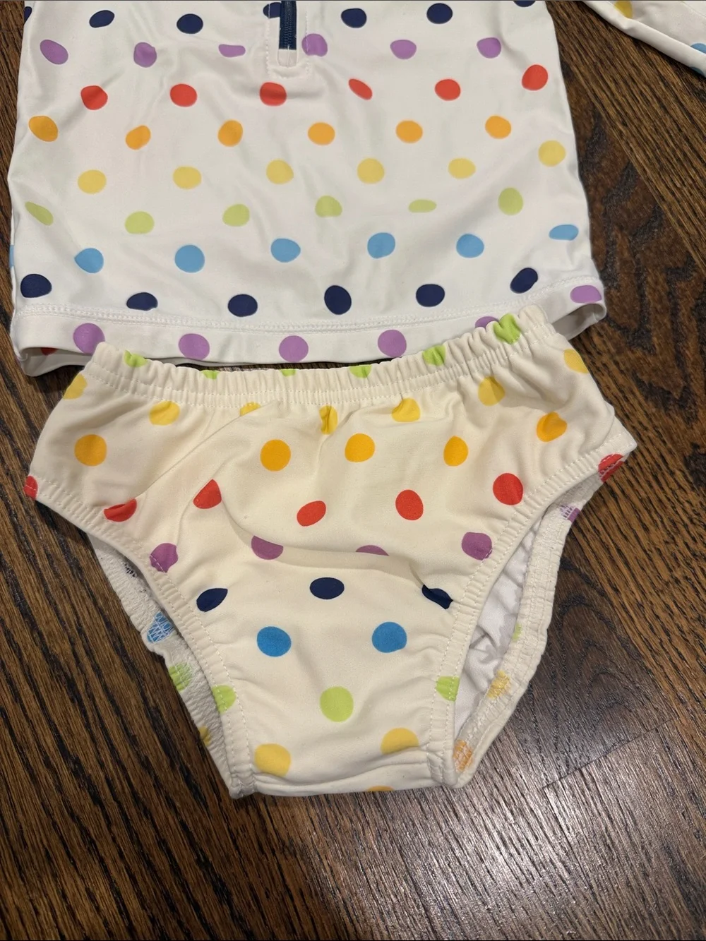 Primary Polka Dot Two Piece Swimsuit with Rashguard 18-24 Months